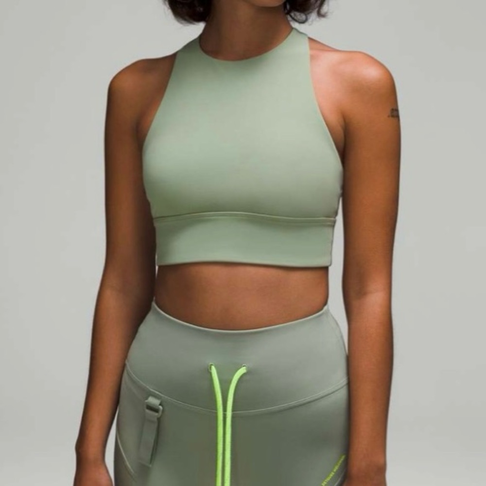Lululemon Energy High-Neck Longline Tough Bra B-D Cups Laurel Green Size 8